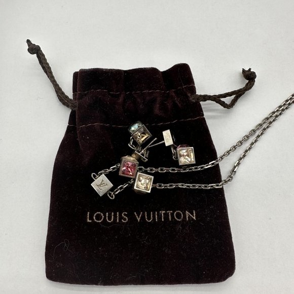 Louis Vuitton Pre-Loved Dice Jewelry Necklace and Earrings with LV Pouch - Picture 10 of 11
